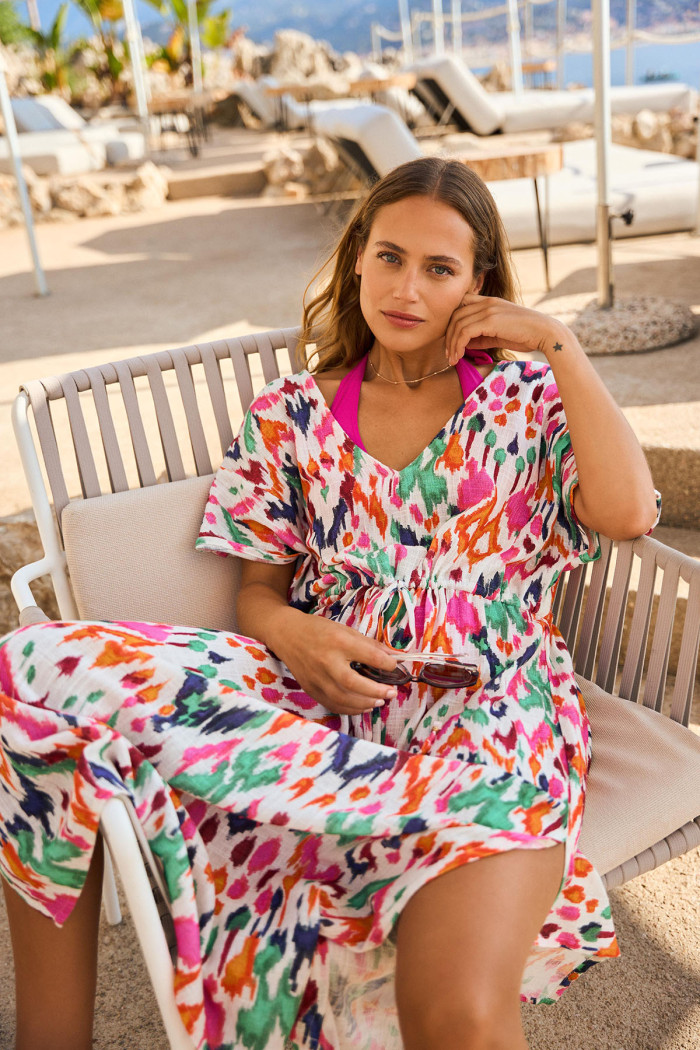 Robe écrue à motifs AKYRA COTMAKASSAR