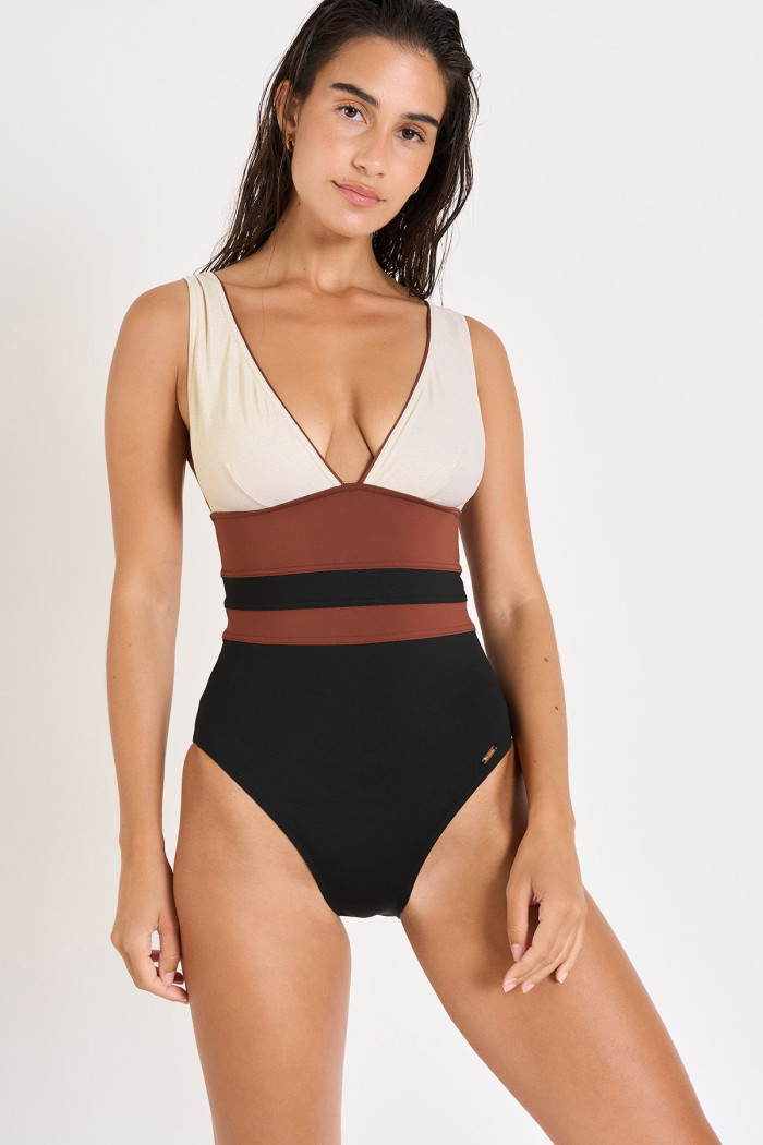 Maillot de bain noir et écru BERINE MASBATE