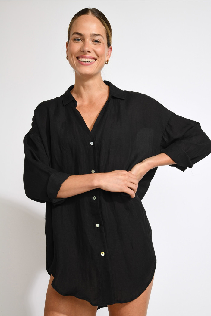 Chemise longue noir fluide AMANDINE ALAGO