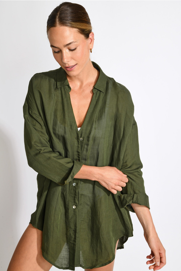 Chemise longue kaki fluide AMANDINE ALAGO