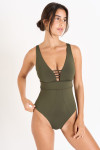Maillot de bain 1 pièce kaki SUZELLE ESTANY. - 2