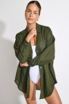 Chemise longue kaki fluide AMANDINE ALAGO - 4