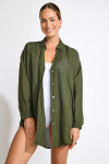Chemise longue kaki fluide AMANDINE ALAGO - 3