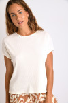 Tshirt écru côtelé YALDA VARGAS à manches courtes - 6