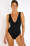 Maillot de bain une pièce décolleté plongeant noir NASTREA EDEN