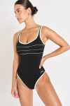 Maillot de bain 1 pièce femme uni noir Livia ANCOLIE LAVANDOU - 1