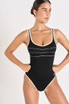 Maillot de bain 1 pièce femme uni noir Livia ANCOLIE LAVANDOU - 2