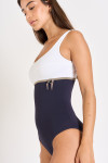 Maillot de bain une pièce femme Livia bicolore marine et blanc MEGRANIE TAMARINDO