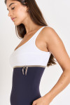 Maillot de bain une pièce femme Livia bicolore marine et blanc MEGRANIE TAMARINDO