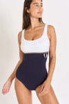 Maillot de bain une pièce femme Livia bicolore marine et blanc MEGRANIE TAMARINDO