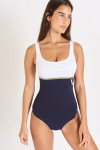 Maillot de bain une pièce femme Livia bicolore marine et blanc MEGRANIE TAMARINDO
