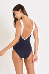 Maillot de bain une pièce femme Livia bicolore marine et blanc MEGRANIE TAMARINDO