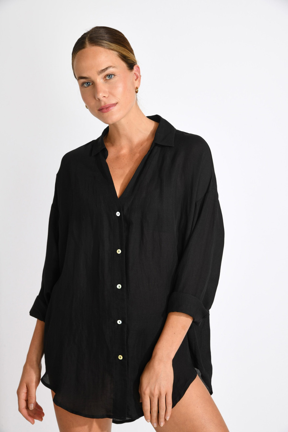 Chemise longue noir fluide AMANDINE ALAGO