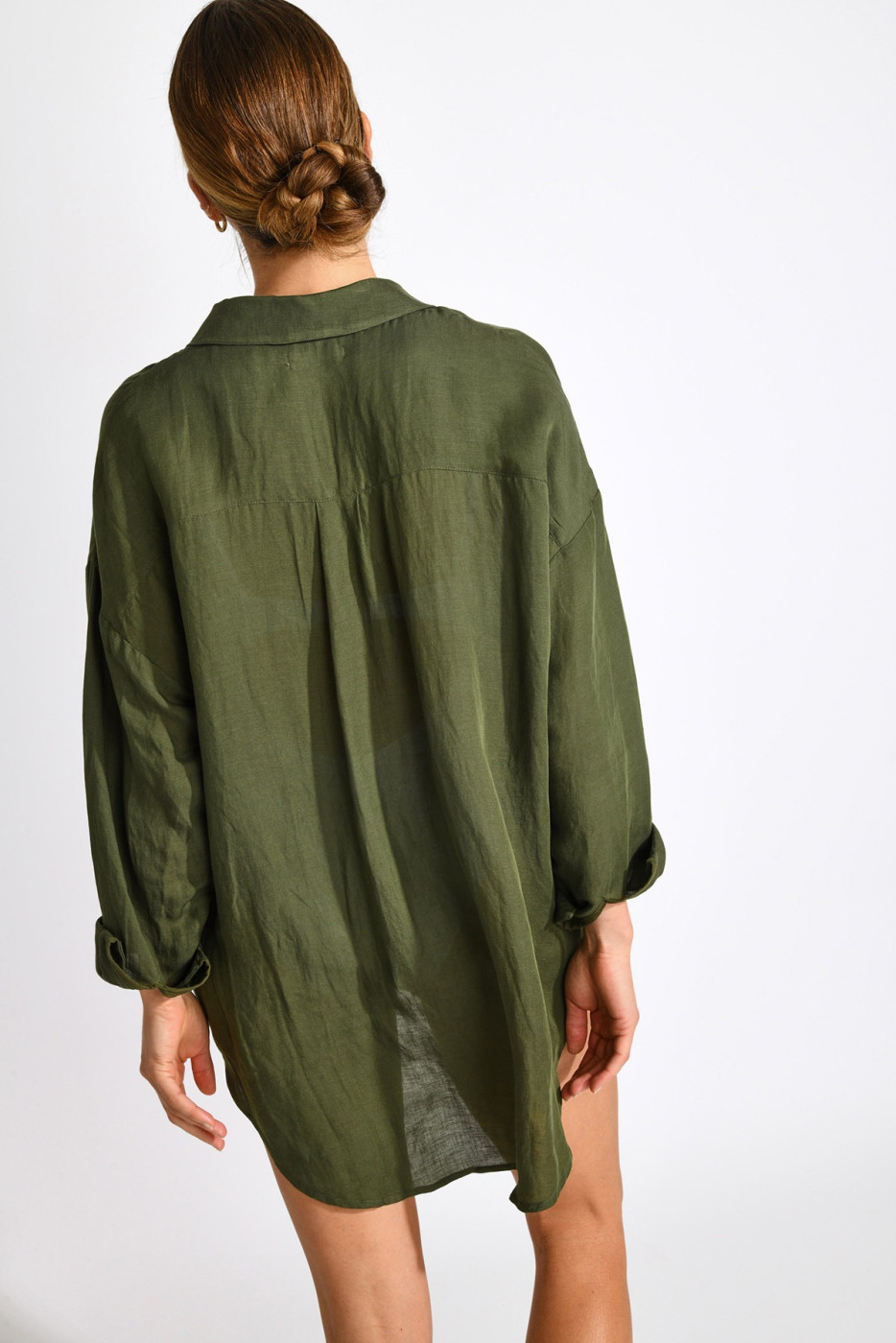 Chemise longue kaki fluide AMANDINE ALAGO - 2