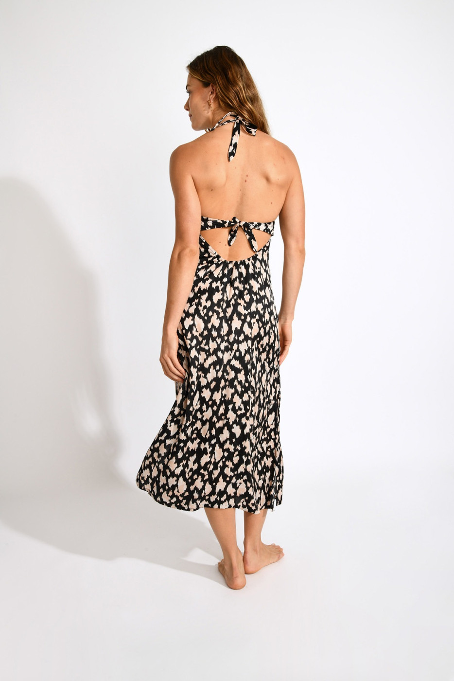 Robe longue fluide noir à motifs  DIANELLA BAVAROSAT - 5