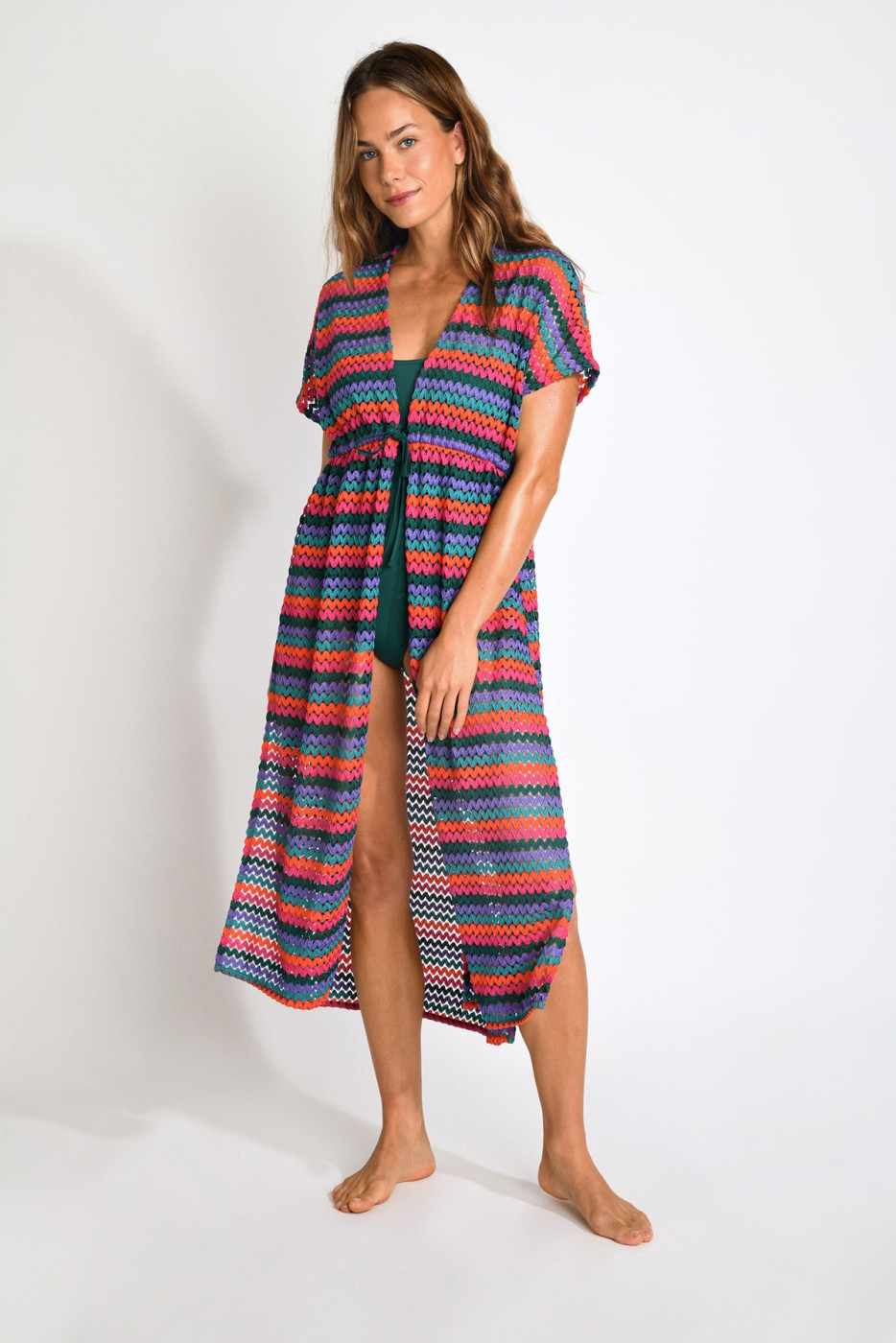 Kimono long fluide rose  LIZAE FIGUERAL - 4