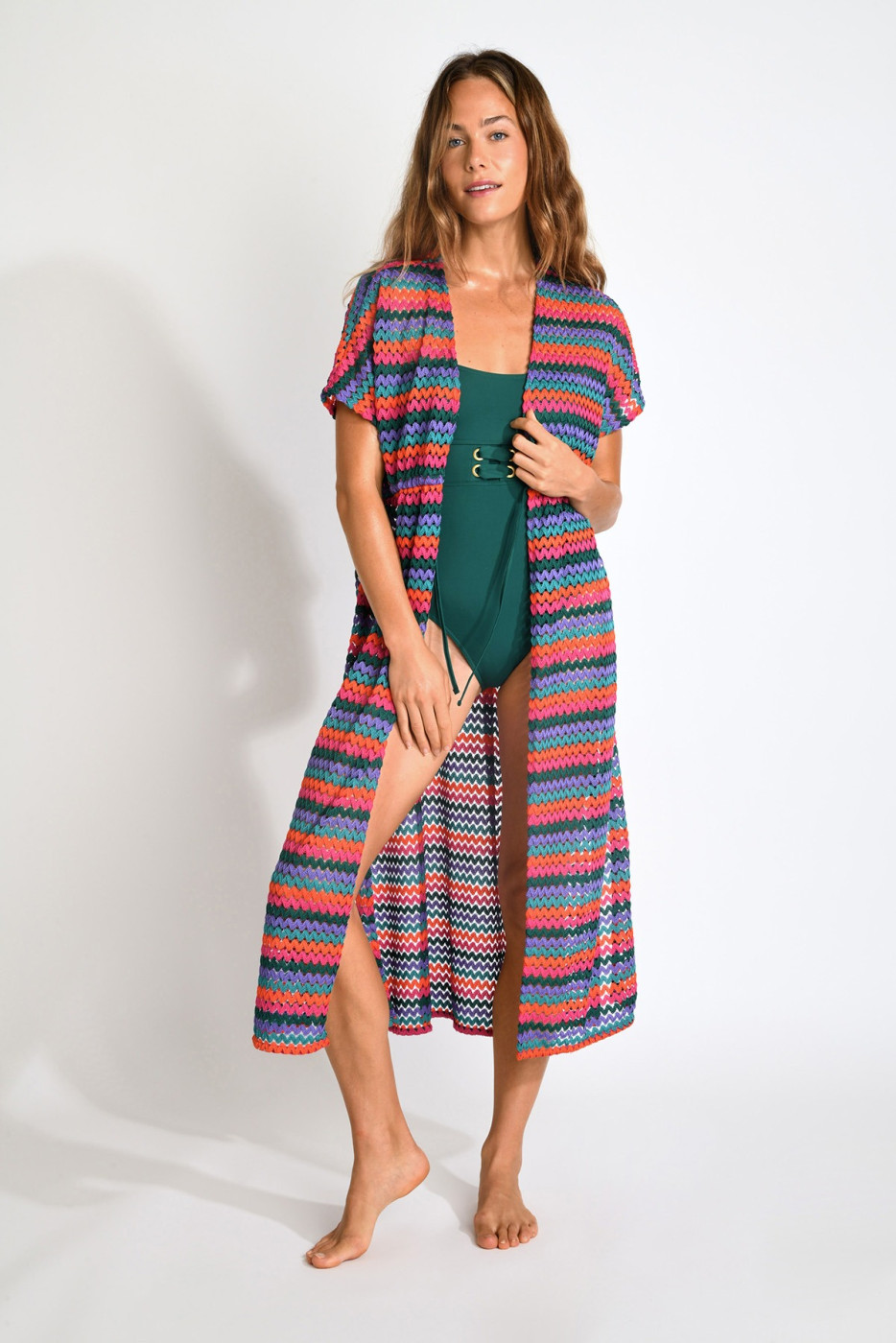 Kimono long fluide rose  LIZAE FIGUERAL - 5