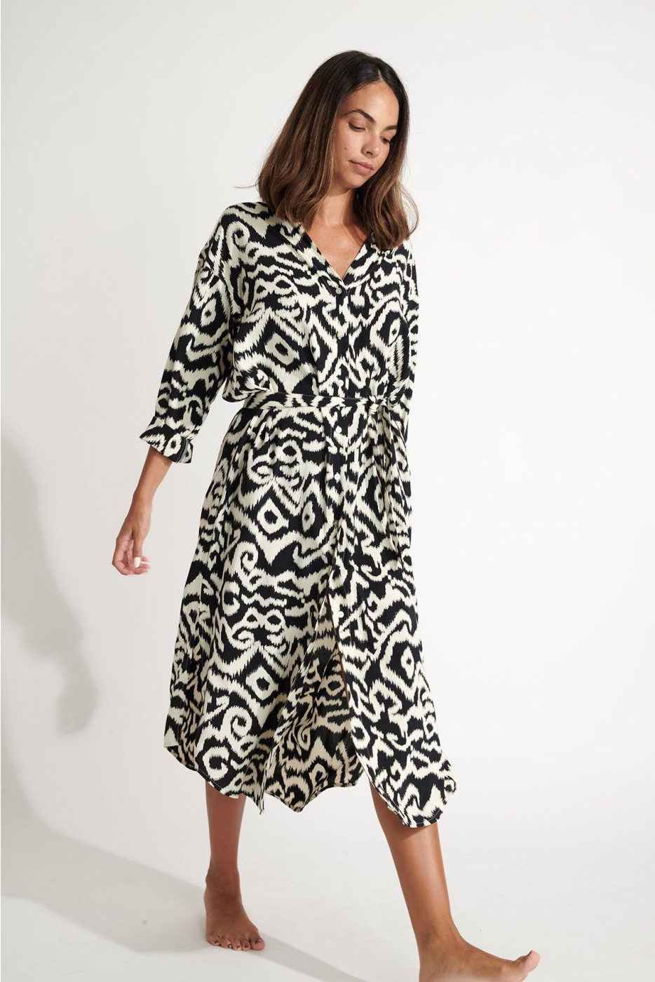 Robe longue fluide à motifs SALINE GAROUPE avec ceinture - 2